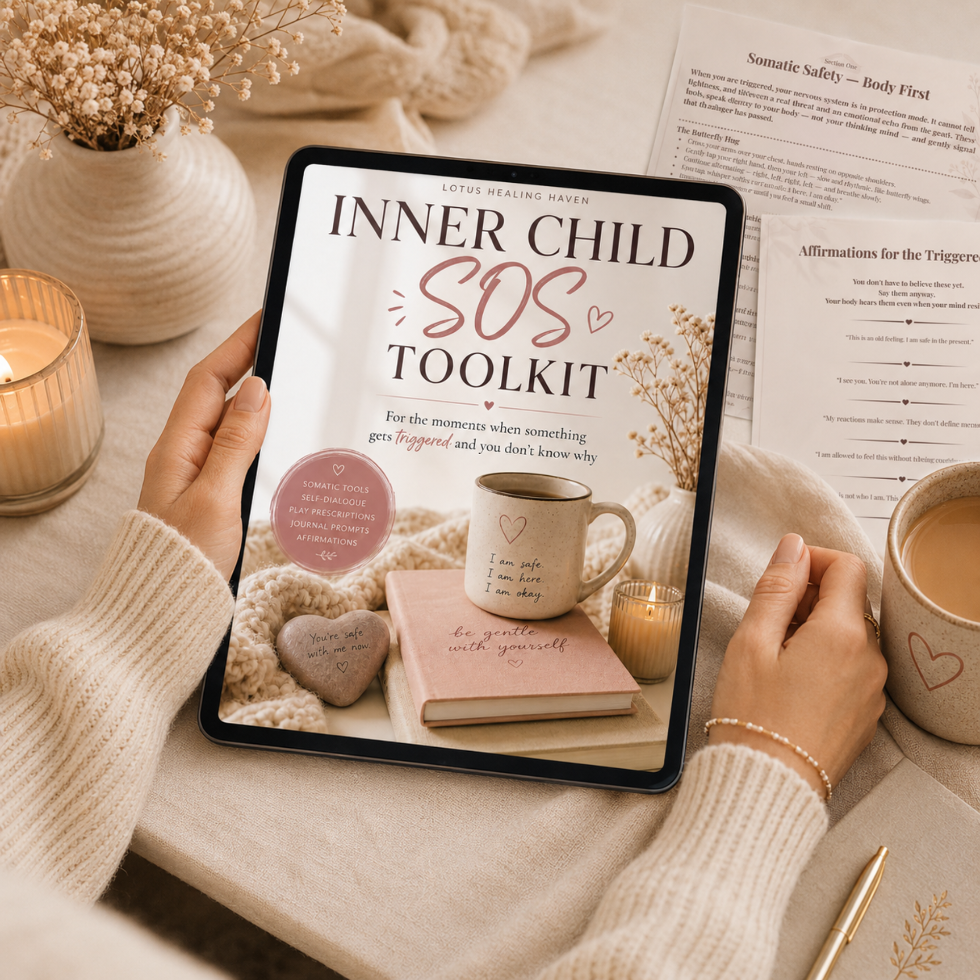 Inner Child SOS Toolkit | 9-Page Digital Toolkit for Triggered Moments, Nervous System Support & Self-Soothing
