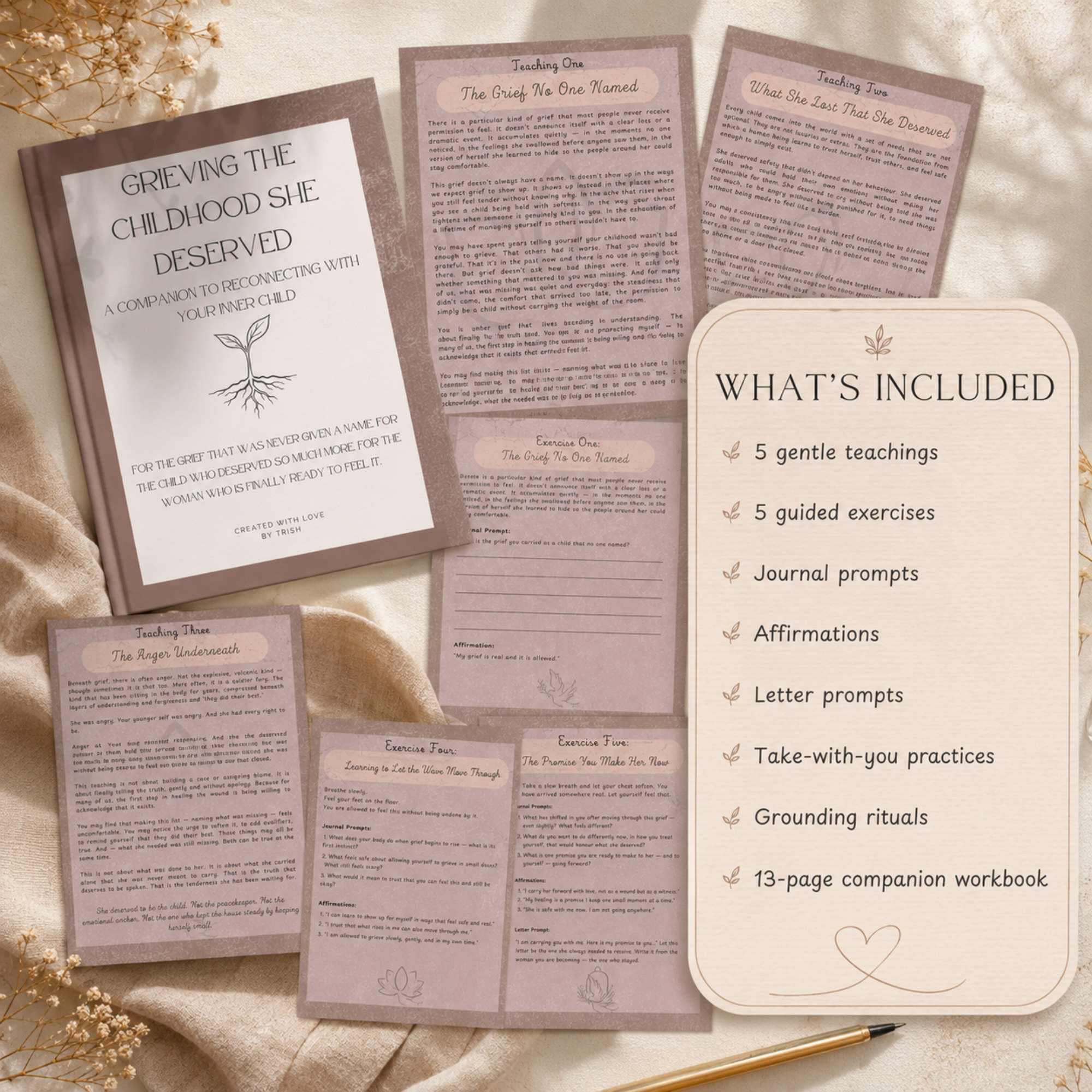 Grieving the Childhood She Deserved | Inner Child Healing Workbook for Childhood Grief, Emotional Healing & Reconnection